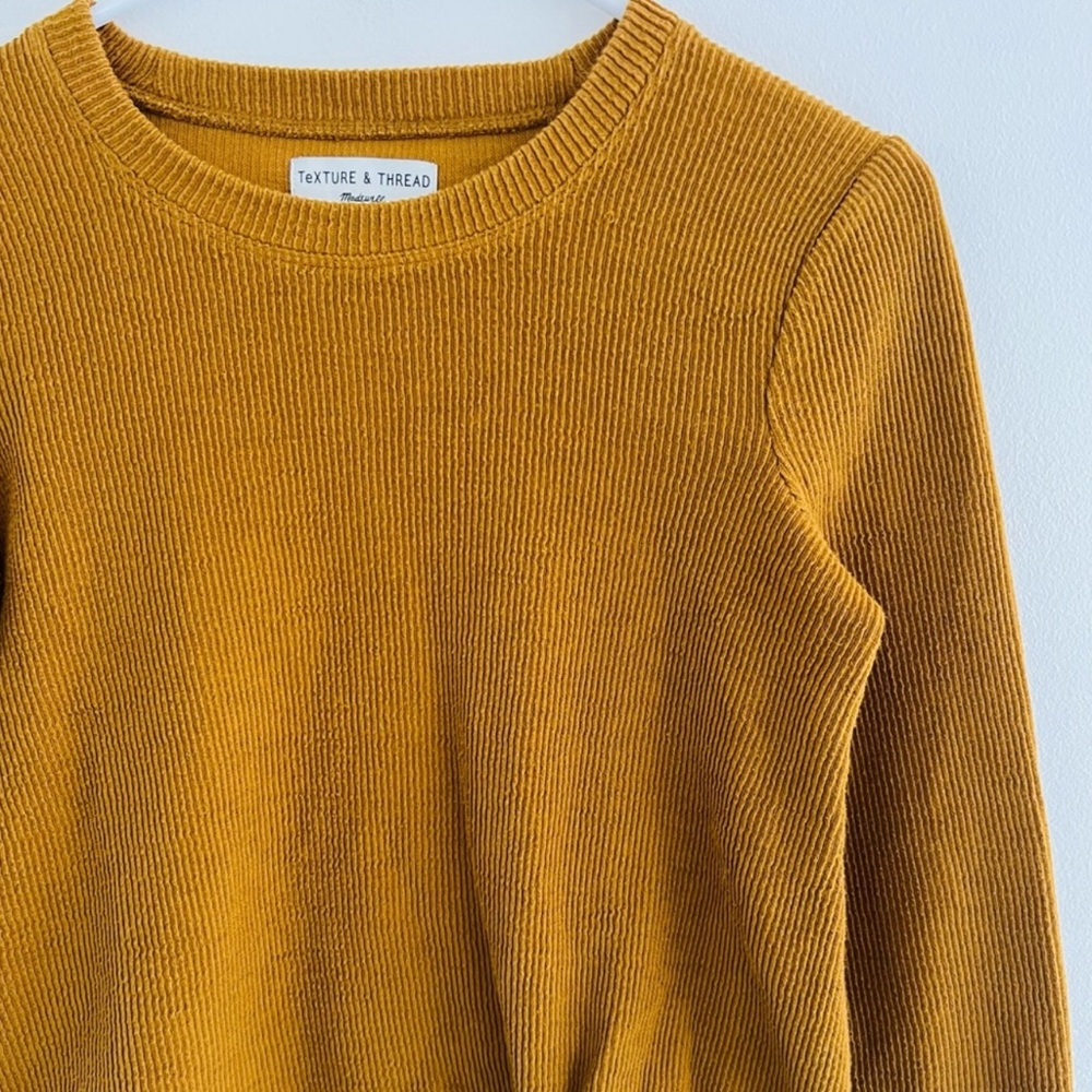 Madewell Texture & Thread Antique Gold Jacquard Knot Front Top XS - Picture 3 of 6